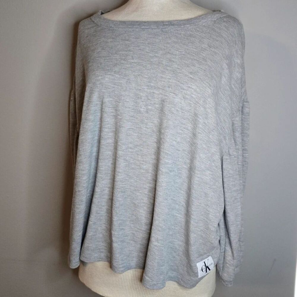Calvin Klein Jeans Grey Waffle Knit Top Size XL